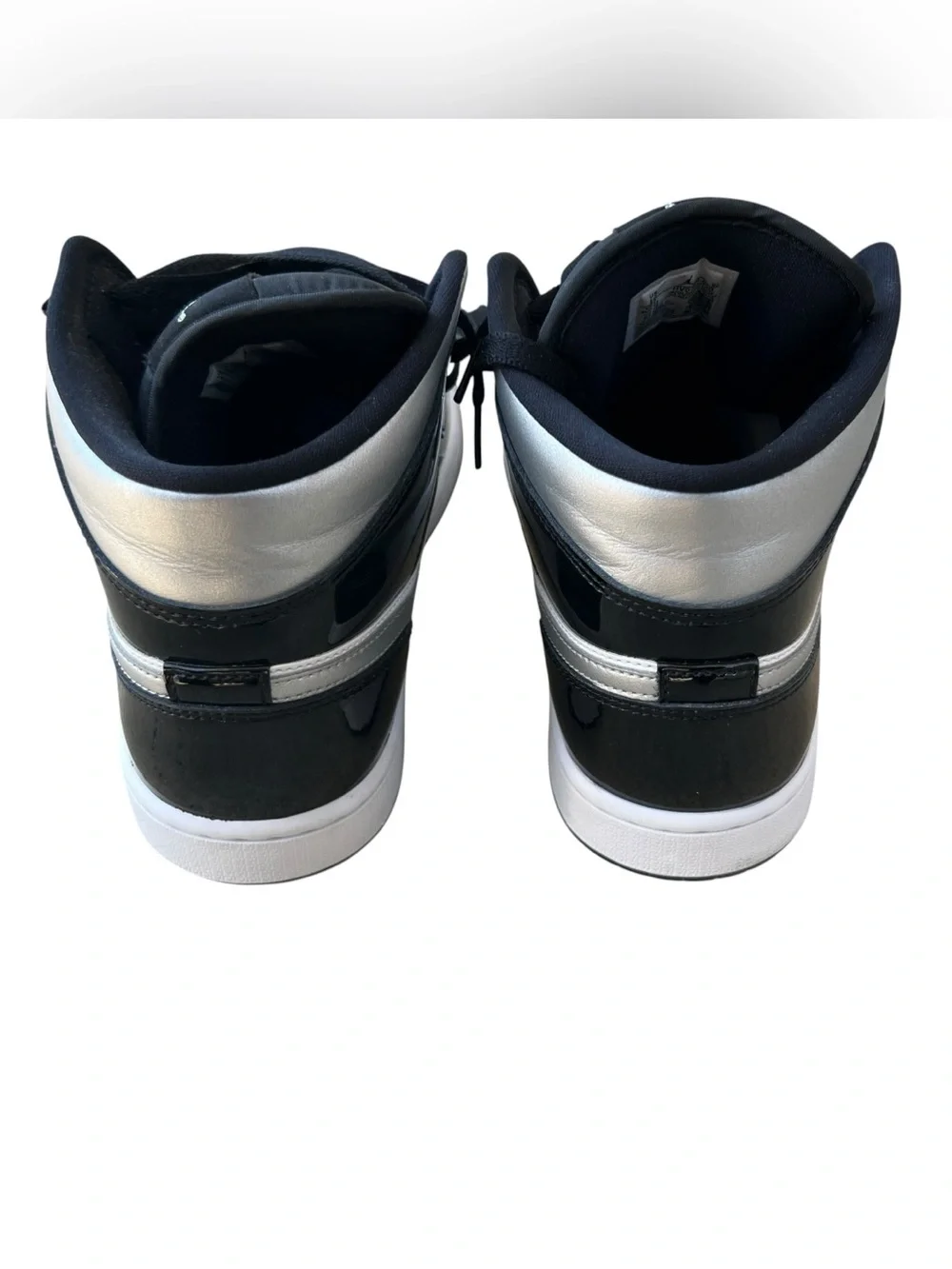 NIKE Air Jordan 1 Mid SE 'Black White Metallic Silver' Sz 9